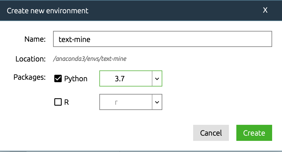 Anaconda Navigator Creating New Environments