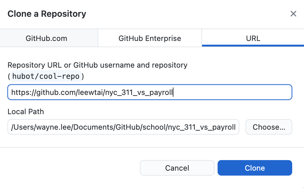 choosing clone path