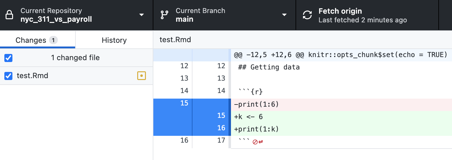 Git tracking code