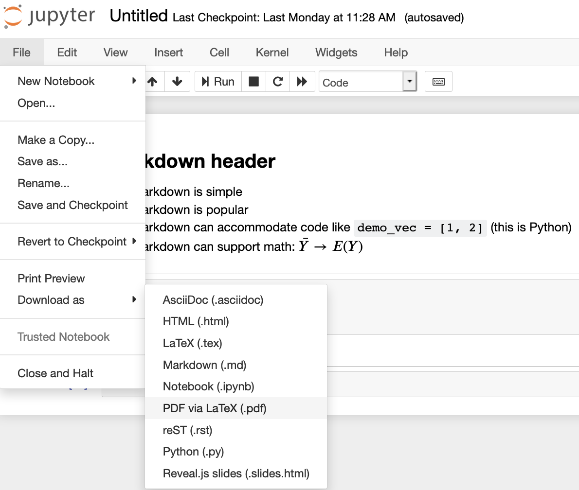Jupyter download PDF