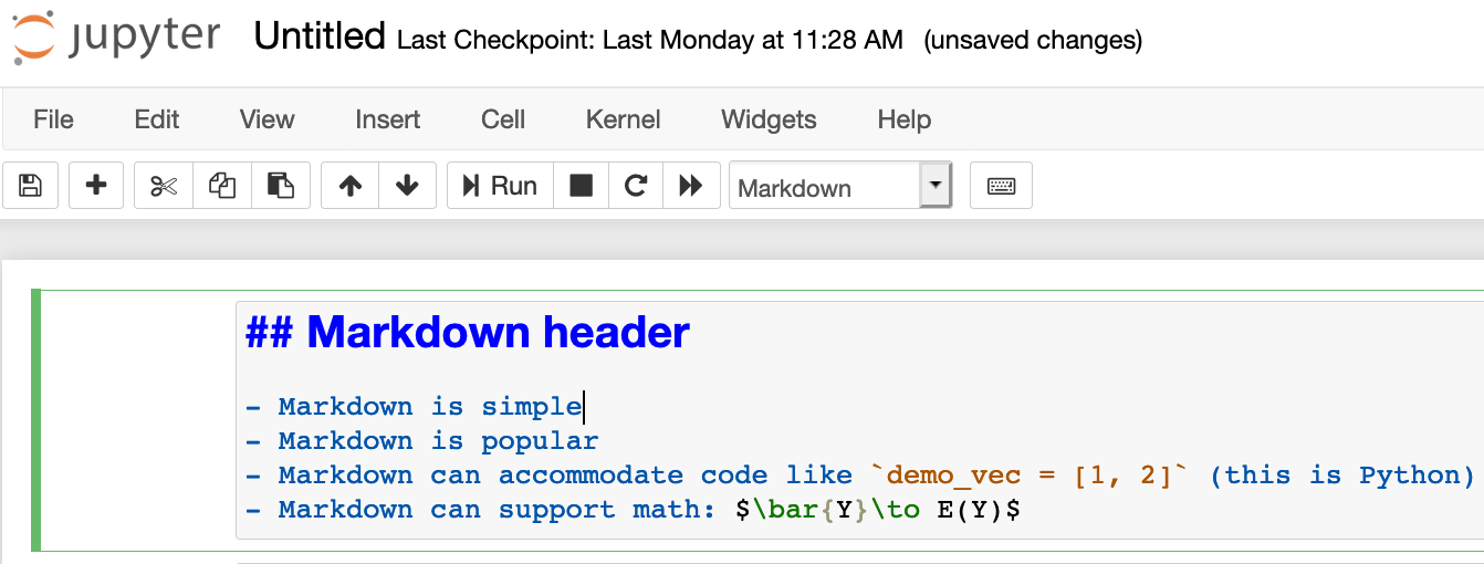 Jupyter markdown math code