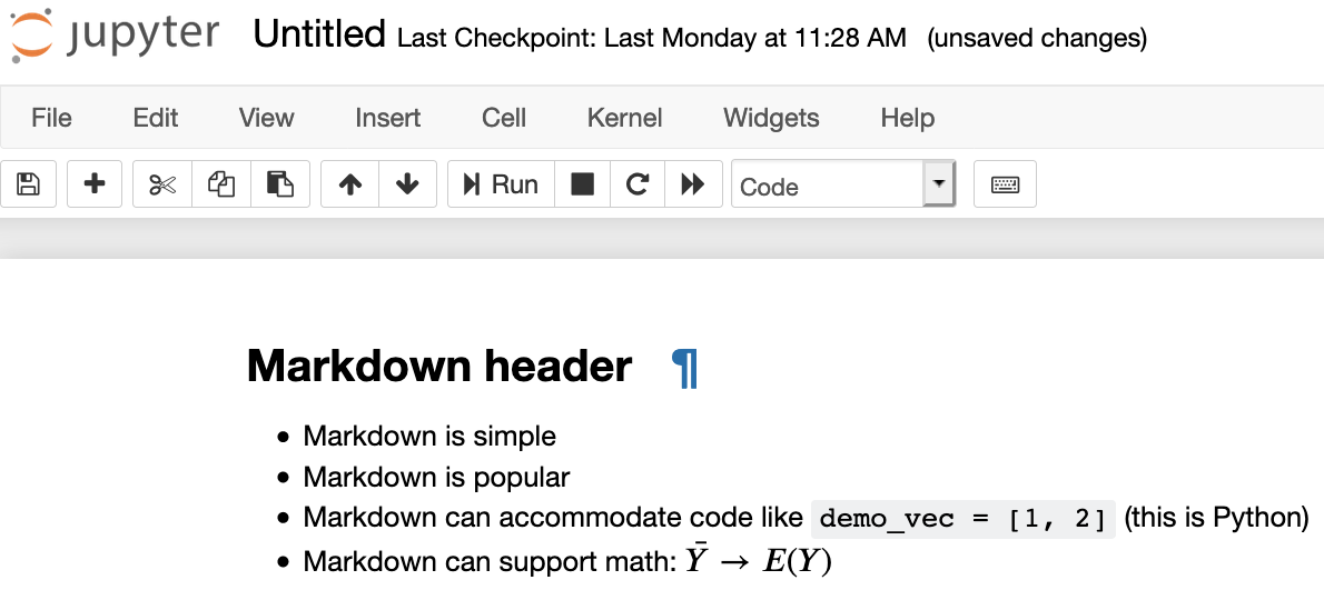 Jupyter markdown rendered